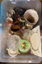 A crate containing a quantity of ceramics including Clarice Cliff 'Biarritz' plate, Hornsea and
