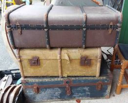 Three vintage travelling trunks