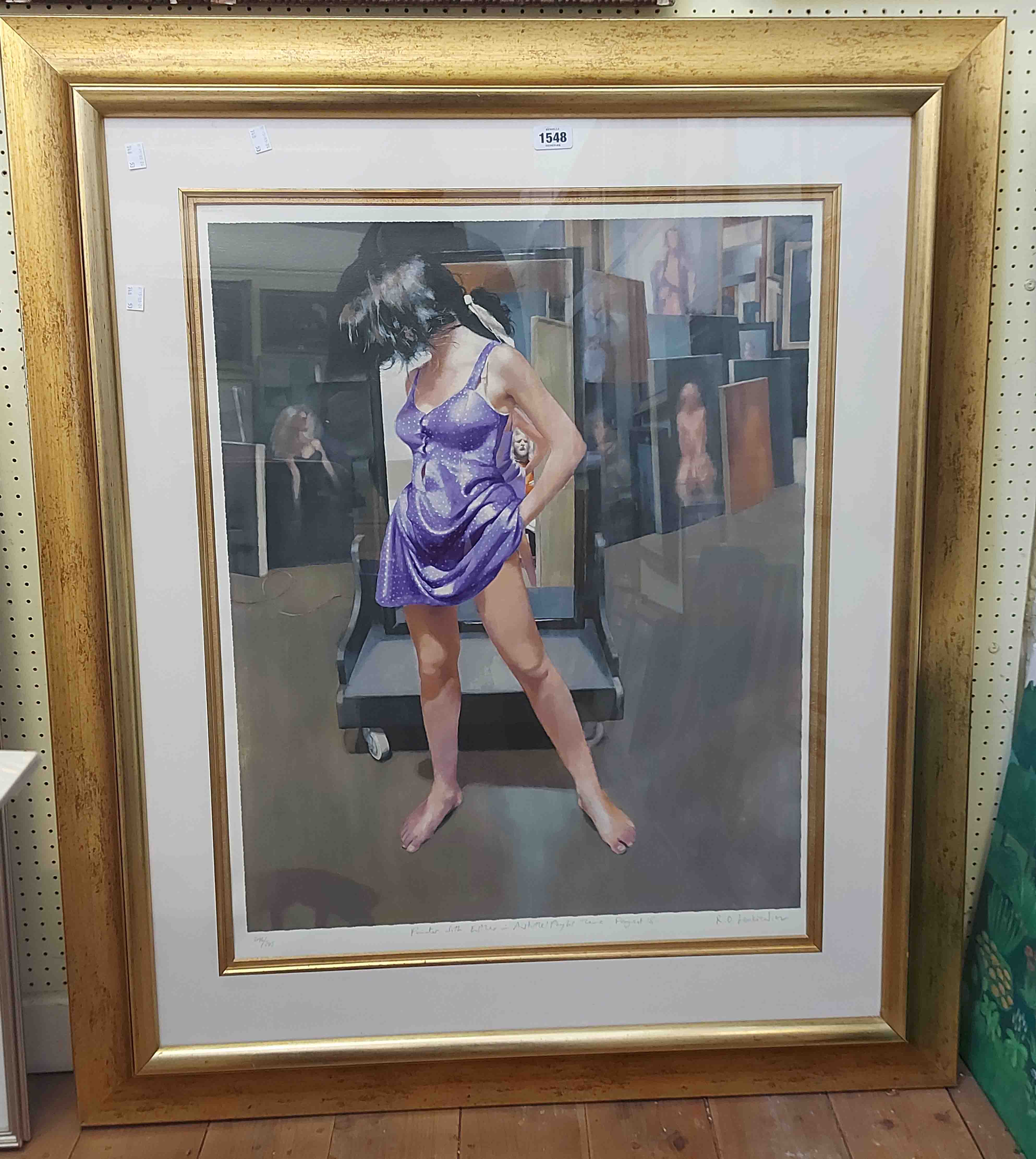 †R.O. Lenkiewicz: a gilt framed large format signed limited edition coloured print entitled 'Painter