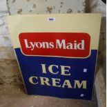 A vintage enamelled Lyons Maid Ice Cream sign - sold with a similar Shell sign