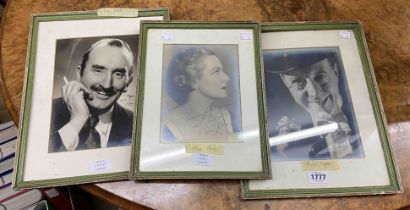 Three framed vintage medium format signed monochrome photographs of entertainers, comprising Mary