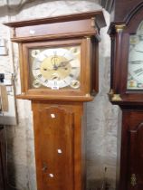 Springfield of Grantham: an antique style yew wood longcase clock, the 28cm brass and silvered