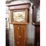 Springfield of Grantham: an antique style yew wood longcase clock, the 28cm brass and silvered