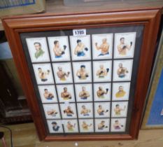 A framed set of 'Boxing Greats' 1st series reprint trade cards by Ideal Albums Ltd.