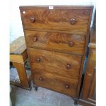 A 71cm 1920's mahogany and mixed wood tallboy with flight of four long graduated drawers, set on