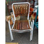 Two white metal framed garden seats a/f