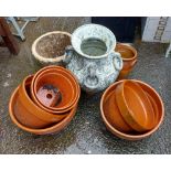 A quantity of terracotta and garden pots