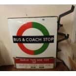 An original Central London Transport Compulsory Bus Stop sign No. 1198, Greenline and Central London