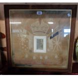 An antique framed embroidery 'Souvenir of Egypt' as a gift from a father to his daughter Margret