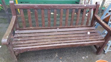 A wooden garden bench