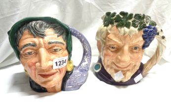 Two large Royal Doulton character jugs comprising 'The Fortune Teller' D6497 (a/f) and 'Bacchus'