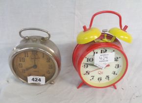 A vintage JAZ chrome plated cased alarm clock - sold with a later QB example - various condition