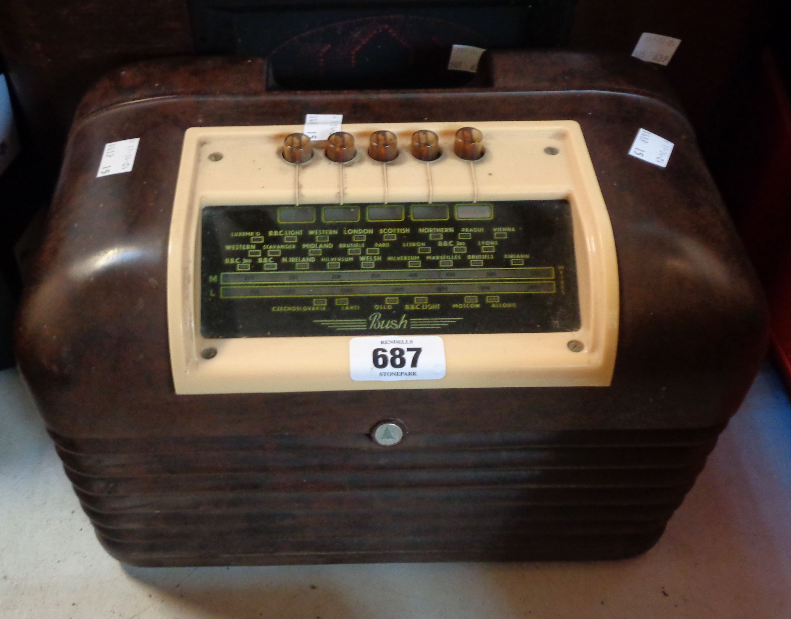 A vintage 1950's Bush Bakelite cased radio, type Dac10