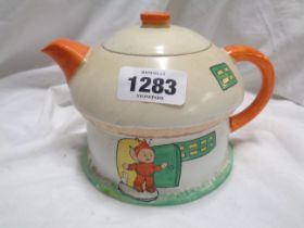 An early 20th Century Shelley bone china Mabel Lucie Attwell 'Boo Boo' cottage teapot, with transfer