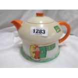 An early 20th Century Shelley bone china Mabel Lucie Attwell 'Boo Boo' cottage teapot, with transfer