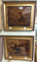 A pair of old gilt framed sepia crystoleums, both depicting moorland ponies