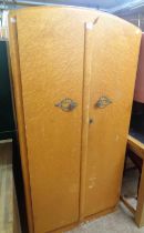 An 80cm Beauticraft Furniture Art Deco bird's-eye maple veneered single wardrobe with hanging