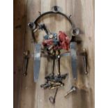 A wrought iron hanging chandelier - sold with a pair of similar electric wall sconces, another