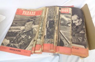 A collection of mainly 1943 and 1944 Parade large format magazines