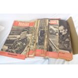 A collection of mainly 1943 and 1944 Parade large format magazines