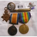 A bag containing a quantity of medals including a pair of Great War medals for PTE. A.H. Rudman on