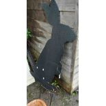 A large modern metal garden rabbit silhouette