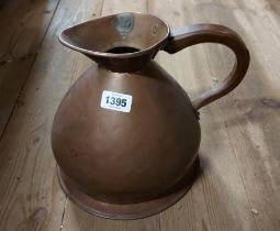 A Victorian copper gallon measure with lead excise mark