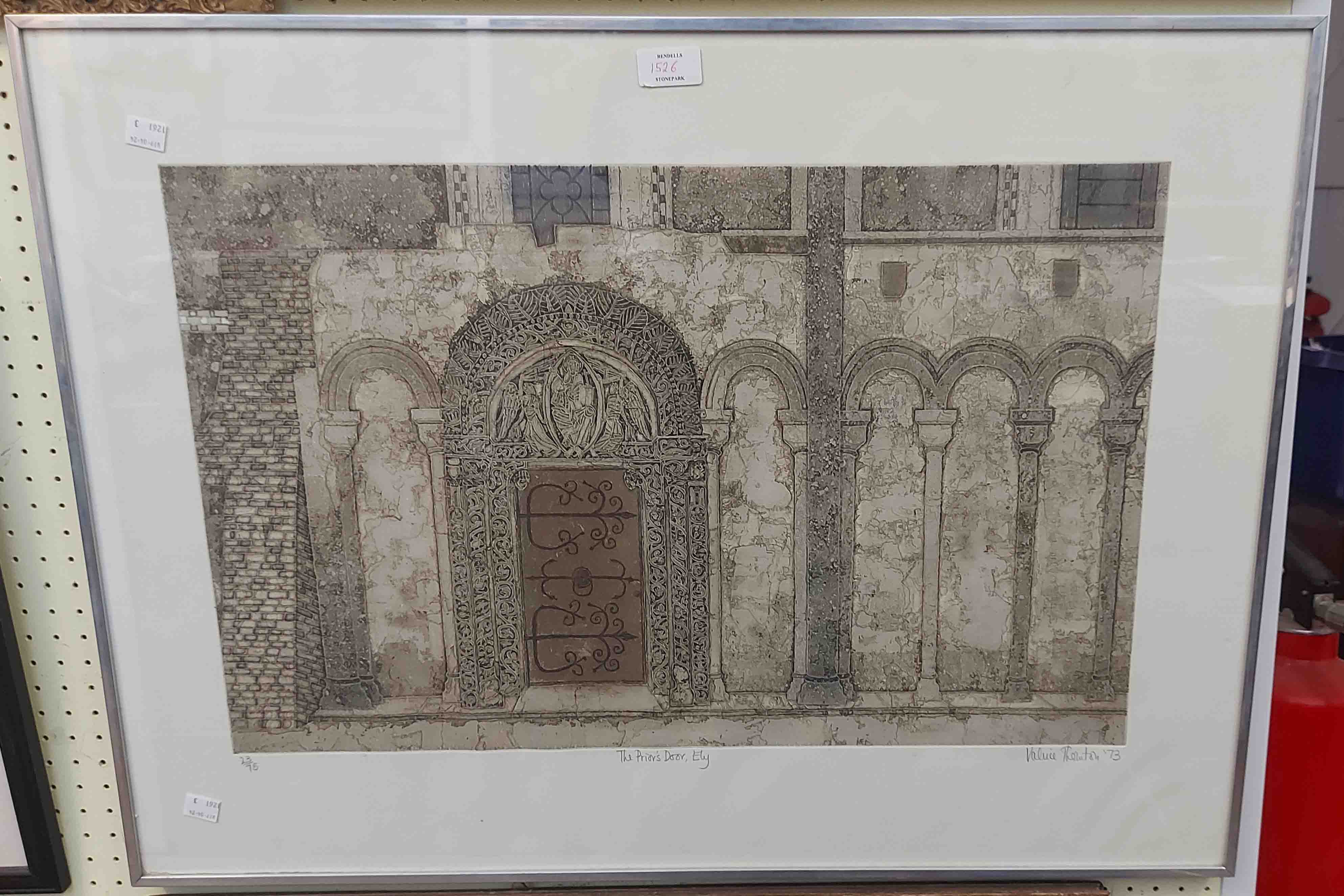 †Valerie Thornton: two vintage metal framed large format signed limited edition aquatint etchings, - Image 2 of 2