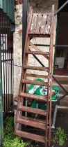 A vintage wooden stepladder - for decorative use only