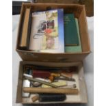 A box containing a quantity of vintage medical equipment - sold with a box containing medical books