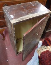 A 74cm old stained mixed wood lift-top box with painted interior