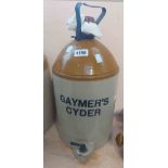 A stoneware flagon with tap to base marked for Gaymer's Cyder (a/f) - sold with a stoneware flagon