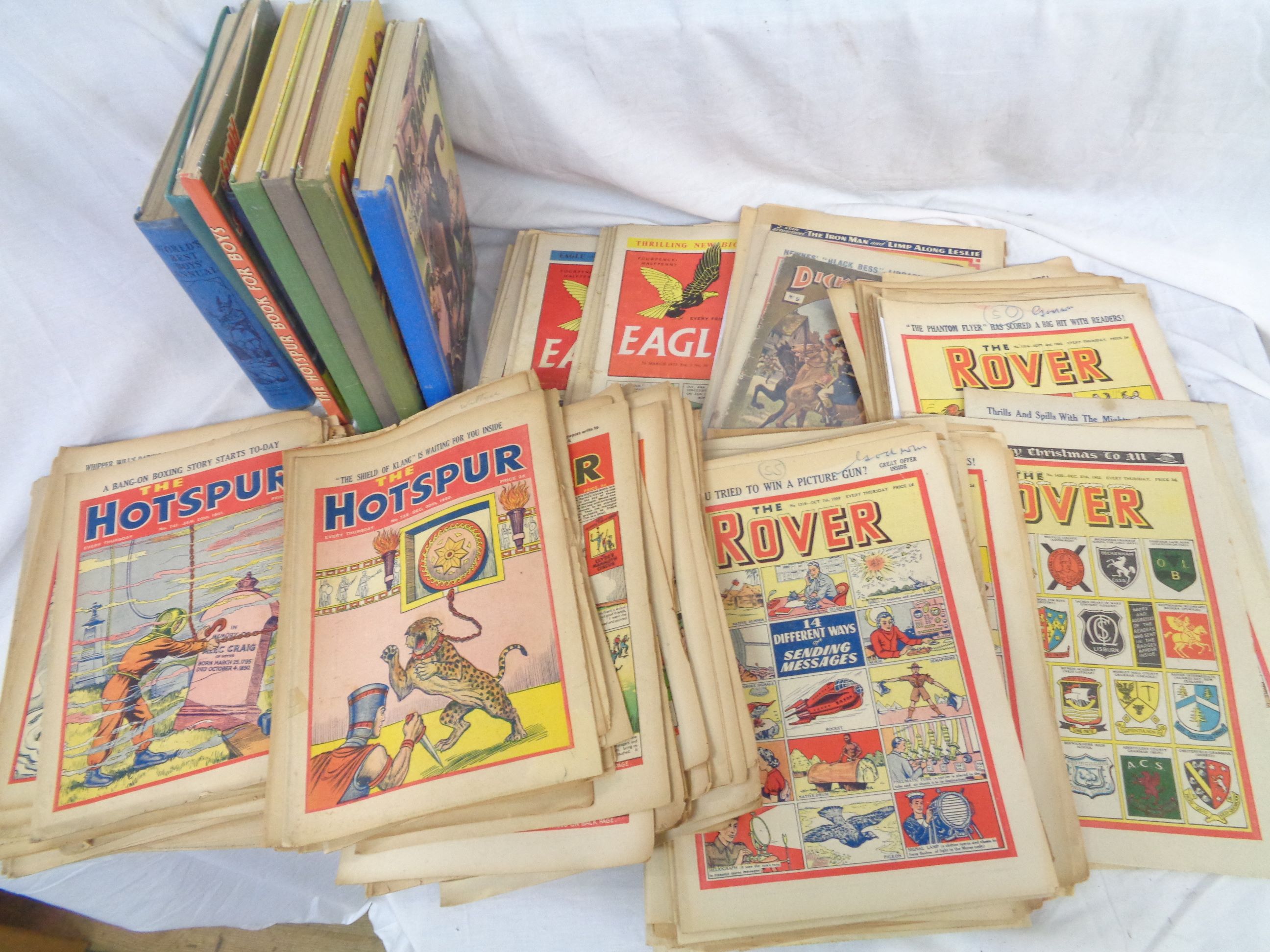 A box containing a collection of assorted mid 20th Century and other vintage comics and annuals