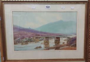 Douglas Pinder: a framed watercolour entitled 'Postbridge' - signed and titled in the image - 28cm X