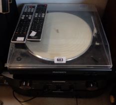 A vintage Marantz stacking hi-fi system with CD player CD6004, record deck TT5005 and amplifier