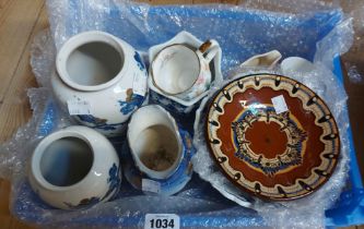 A crate containing a quantity of ceramics including vases, bowls, etc.