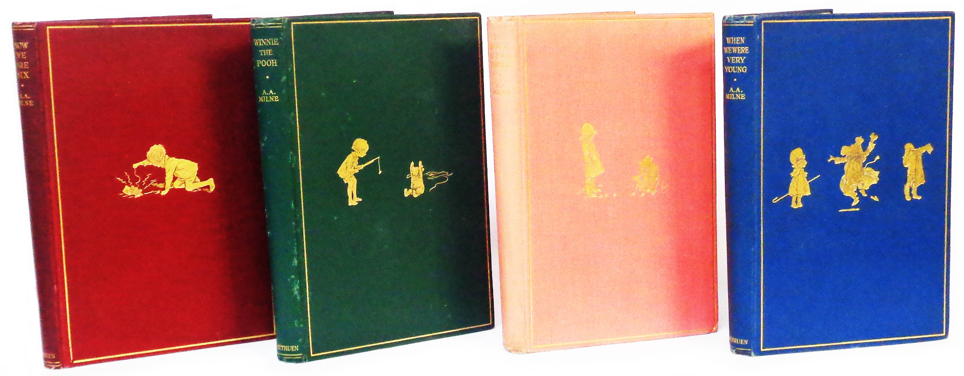 A.A. Milne: four 1920's hardback titles comprising Now We Are six. 1st edition, 8vo., red gilt