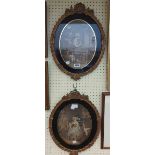 A pair of 19th Century ornate gilt oval framed coloured stipple engravings, depicting a rural