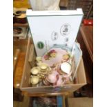 A box containing a quantity of ceramics including Stanley bone china part tea set, etc.