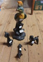 A small quantity of ceramics including large 1930's celluloid finish exotic bird figural flower