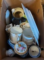 A box containing a quantity of assorted ceramics including two Hammersley St. Paul's Cathedral