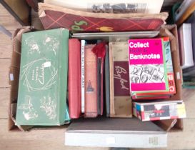 A box containing a quantity of coin, stamp and other collecting publications, a collection of