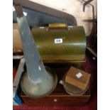 An antique cased Edison phonograph - sold with a box containing a quantity of phonograph cylinders