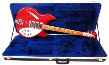 A 2004 Rickenbacker 370 six string electric semi-acoustic guitar in 'Burgundyglo' with bound body