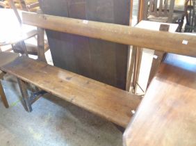 A 1.52m Victorian pine form style chapel pew with book rest to back and moulded solid seat, set on