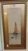 Vernon Hardy: a gilt framed and slipped early 20th Century watercolour, depicting a moored sailing