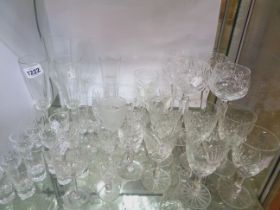 A quantity of cut and other drinking glasses including hocks, wines, etc.