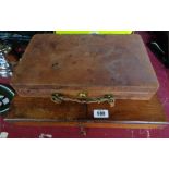 An antique Asprey leather clad jewellery case with inner trays and initials on top - for restoration