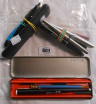 A collection of fountain and roller ball pens including Parker, etc.