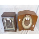 A vintage Smiths walnut cased mantel clock with eight day chiming movement - sold with an Art Deco